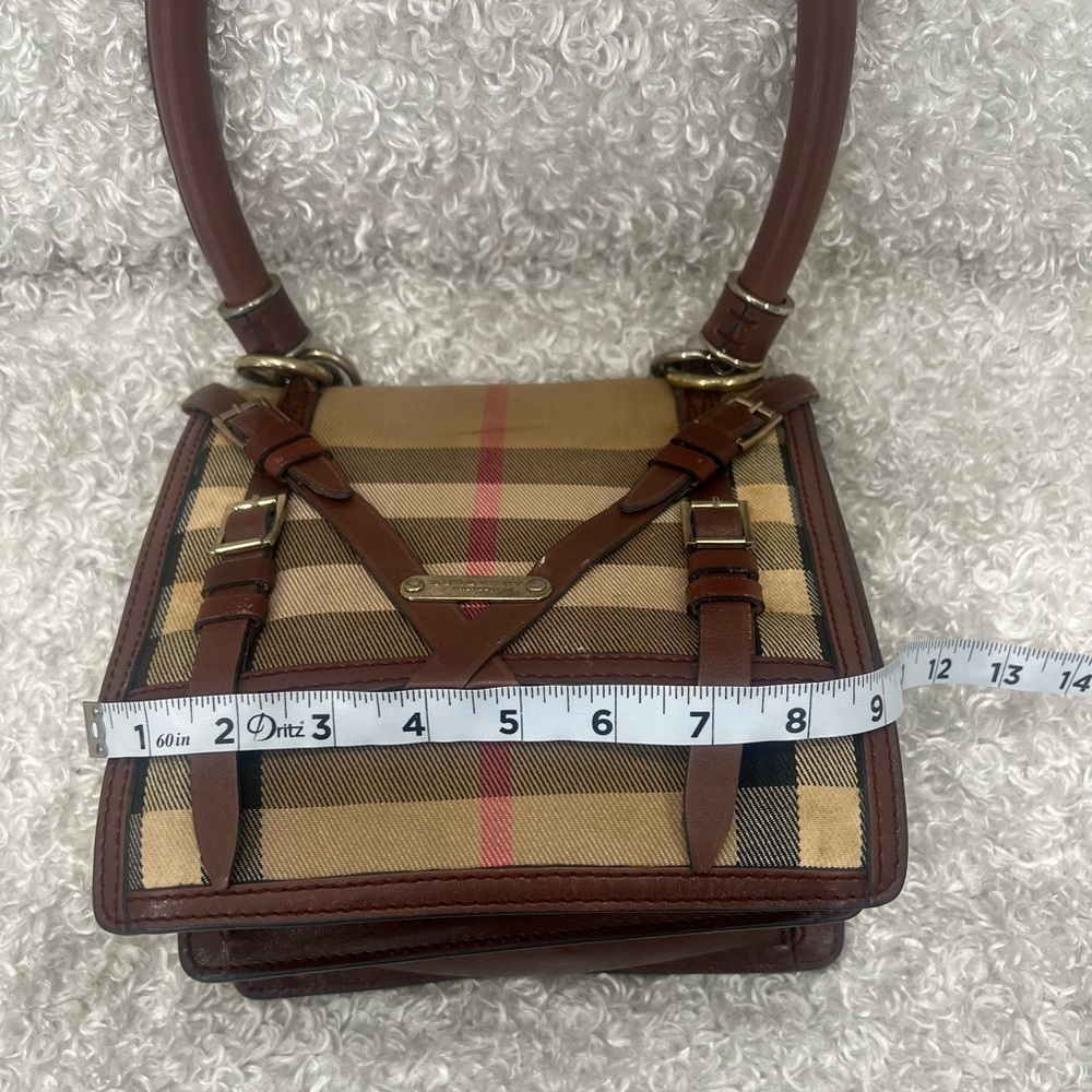Burberry Brown/Beige House Check Coated Fabric Leather Shoulder Bag - Picture 8 of 16